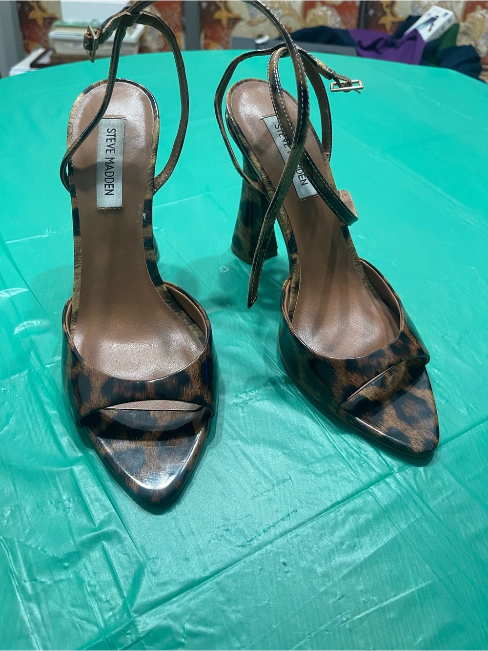 Steve Madden Women's Leopard Print Ankle Strap Heels - Brown